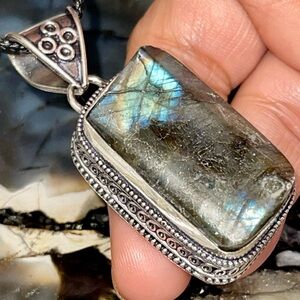 Faceted Labradorite Pendant 2”